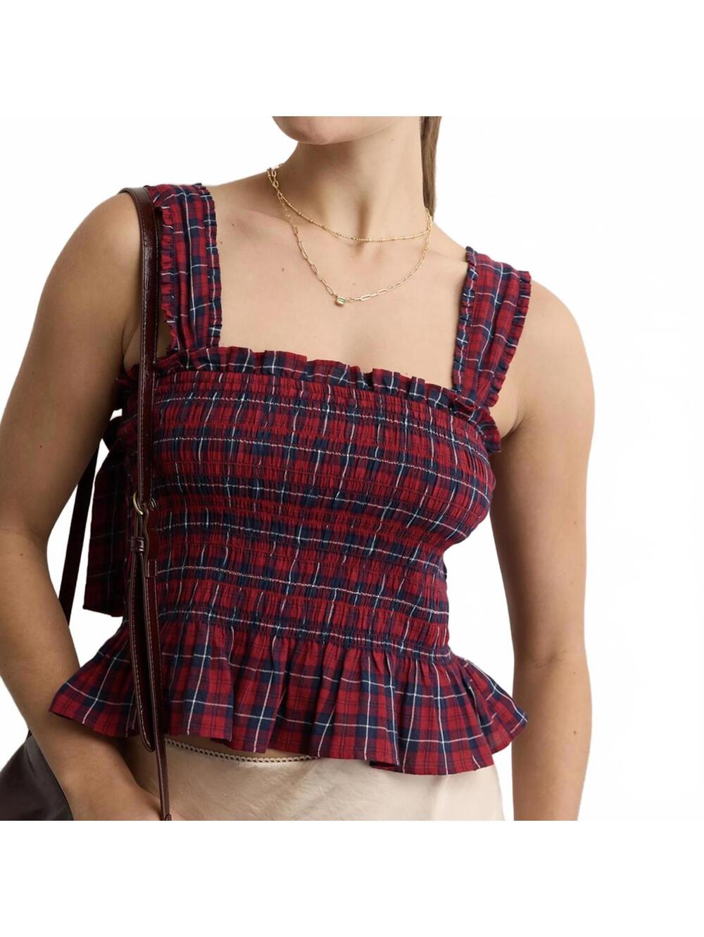 AE Smocked Tank Top American Eagle NWT Burgundy Small